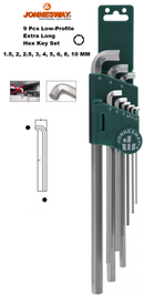 H03SS109S / 9 PCS LOW PORFILE EXTRA LONG HEX KEY SET METRIC SIZE: 1.5 to 10 MM