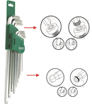 H06SA109S / 9 PCS ANTI-SLIP EXTRA LONG ARM BALL POINT HEX KEY SET METRIC SIZE:  1.5 to 10 MM