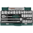 S04H4728S / 28 PCS 1/2" DRIVE SOCKET SET METRIC SIZE: 8 to 34 MM