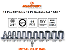 S05H3211S / 11 PCS 3/8" DRIVE 12PT SOCKETS SET SAE: 1/4" to 7/8"