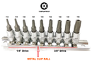 S55H5509S / 9 PCS 1/4" & 3/8" DRIVE STAR BIT SOCKET TAMPERPROOF SET SIZE: T10 to T50