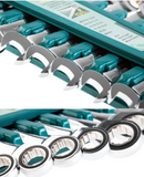 W45516S / 16 PCS 72 TEETH RATCHETING COMBINATION WRENCH SET CR-V STEEL METRIC SIZE: 8 to 24 MM