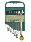 W60207S / 7 PCS 72 TEETH REVERSEBILE RATCHETING COMBINATION WRENCH SET CR-V STEEL SAE SIZE: 3/8" to 3/4"